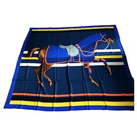 Hermès-"Cavalo na capa"-Azul marinho