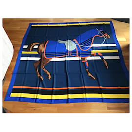 Hermès-"Cavalo na capa"-Azul marinho