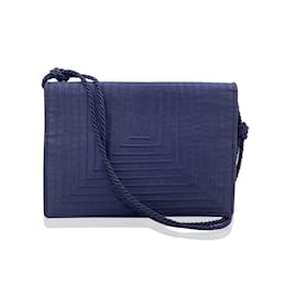 Fendi-Bolsa ou clutch de cetim azul vintage com costuras-Azul