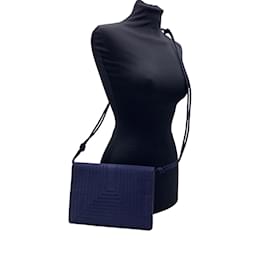 Fendi-Vintage Blue Satin Crossbody Bag or Clutch with Stitchings-Blue