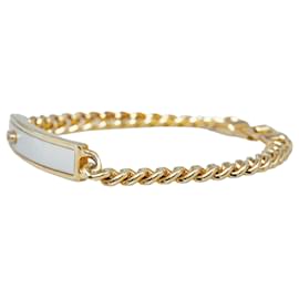 Dior-Bracelet à plaque logo dorée Dior-Doré