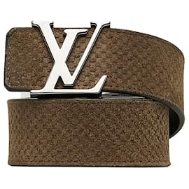 Louis Vuitton-Louis Vuitton Brown Mini Damier Initiales Belt-Brown
