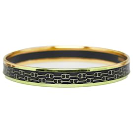Hermès-Hermes Gold Narrow Enamel Bangle-Golden