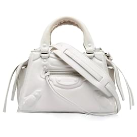 Balenciaga-Balenciaga White Mini Embossed Motocross Neo Classic City-White