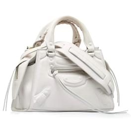 Balenciaga-Balenciaga White Mini Embossed Motocross Neo Classic City-White