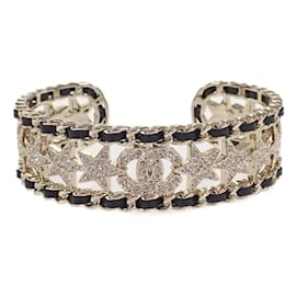 Chanel-Brazalete CC con estrella de diamantes de imitación-Dorado