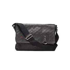 Gucci-Gucci Guccissima Leather Messenger Bag Leather Crossbody Bag 246067 in Good condition-Black