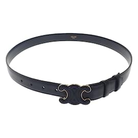 Céline-Leather Triomphe Belt 45BAA3a01.38NO-Black