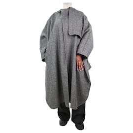 Autre Marque-Grey oversized herringbone pattern wool coat - size L-Grey