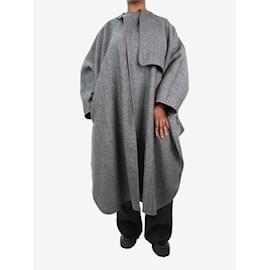 Autre Marque-Grey oversized herringbone pattern wool coat - size L-Grey