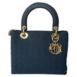 Lady Dior medium canvas Black Gold hardware