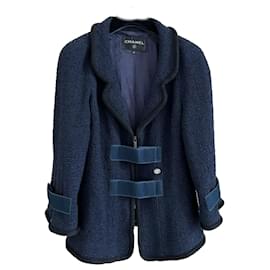 Chanel-Veste en tweed de la collection Robot-Bleu Marine