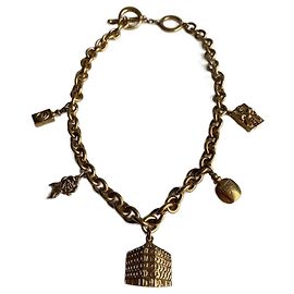 Collier Christian Dior en plaqué or avec breloques Bijouterie dorée