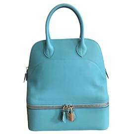 Hermès-Hermes Bolide Secret bag 24 in smooth blue leather-Blue
