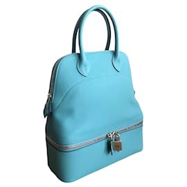Hermès-Hermes Bolide Secret bag 24 in smooth blue leather-Blue