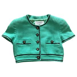 Chanel-Chanel Crop top jacket Spring-Summer collection 1995-Turquoise