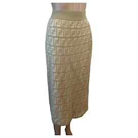 Fendi-Jupe Fendi en coton vert logos FF-Vert