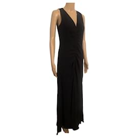 Valentino Garavani-Valentino long dress in black silk-Black