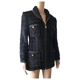 Chanel-Chanel jacket in black lurex with CC logo buttons-Black