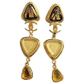Chanel-Chanel Gripoix clip-on earrings-Golden