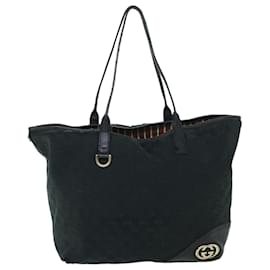 Gucci-gucci GG Canvas Tote Bag black 169945 auth 54808-Black