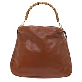 Gucci-GUCCI Bamboo Shoulder Bag Leather 2way Brown Auth ti1253-Brown