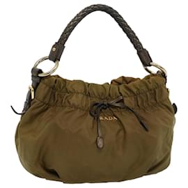 Prada-PRADA Shoulder Bag Nylon Brown Auth 54985-Brown