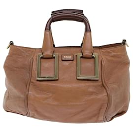 Chloé-Chloe Etel Hand Bag Leather 2way Brown 03-12-50-65 Auth th4017-Brown