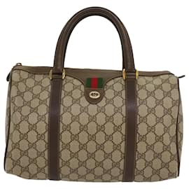 Gucci-GUCCI GG Canvas Web Sherry Line Boston Bag Beige Red Green 40.02.007 Auth yk8533-Red,Beige,Green