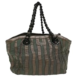 Prada-PRADA Shoulder Bag Leather Khaki Auth bs8305-Khaki