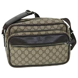 Gucci-GUCCI GG Canvas Shoulder Bag PVC Leather Beige 114531 auth 54753-Beige