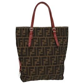 Fendi-FENDI Zucca Borsa a mano in tela Marrone Auth 54860-Marrone