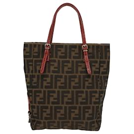 Fendi-FENDI Zucca Canvas Hand Bag Brown Auth 54860-Brown