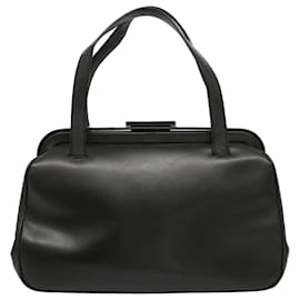 Prada-PRADA Gamaguchi Hand Bag Leather Khaki Auth ar10181-Khaki