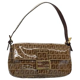 Fendi-FENDI Zucchino Canvas Mamma Baguette Sac à bandoulière Émail Beige Auth yk8584-Beige