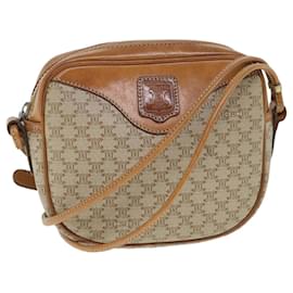Céline-CELINE Macadam Canvas Shoulder Bag Beige Auth 54801-Beige