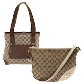 Gucci-Gucci GG Canvas shoulder bag 2Set Beige Auth tb894-Beige