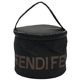 Fendi-FENDI Vanity Trousse Cosmétique Toile Noir Auth 54858-Noir