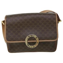 Céline-CELINE Macadam Canvas Shoulder Bag PVC Leather Brown Auth 54959-Brown