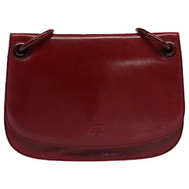 Prada-PRADA Chain Shoulder Bag Leather Red Auth am4993-Red