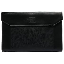 Autre Marque-Burberrys Clutch Bag Leather Black Auth am4999-Black