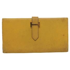 Hermès-HERMES Wallet Leather 2Set Black Yellow Auth bs8519-Black,Yellow