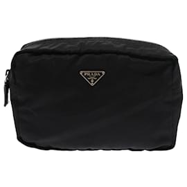 Prada-PRADA Pouch Nylon Black Auth 54791-Black