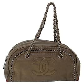 Chanel-CHANEL COCO Mark Chain Shoulder Bag Leather Brown CC Auth 54844-Brown