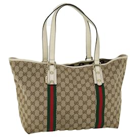 Gucci-GUCCI GG Canvas Web Sherry Line Tote Bag Beige Rouge Vert 139260 Authentification5008-Rouge,Beige,Vert