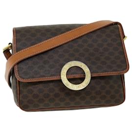Céline-CELINE Macadam Canvas Shoulder Bag PVC Leather Brown Auth 53340-Brown