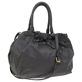 Prada-Prada Hand Bag Nylon 2way Gray Auth 54970-Grey