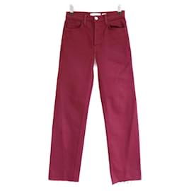 Re/Done-RÉ/Calça jeans vermelha cortada-Vermelho
