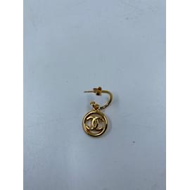 Chanel-Gold Chanel CC Earrings-Silvery