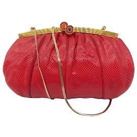 Judith Leiber Abendtasche aus rotem Eidechsenleder Rot